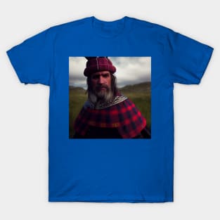 Scottish Highlander in Clan Tartan T-Shirt